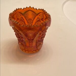 Vintage Orange Glass Candle Holder